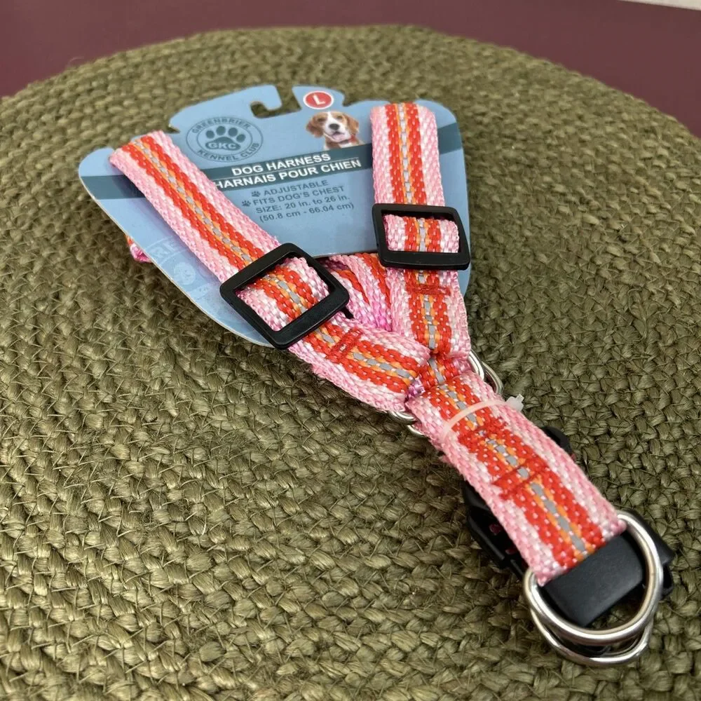 Greenbrier Kennel Club Pink/Red Adjustable Dog Harness Size L 20